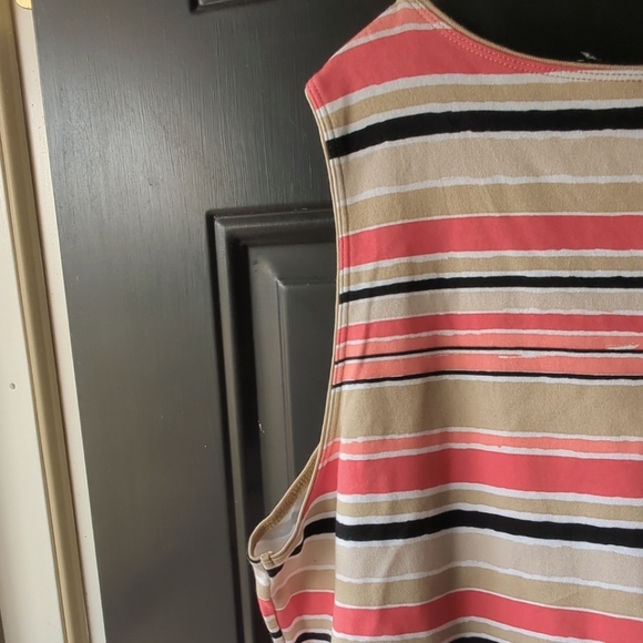 Kim Rogers Women’s 🧡 Sz 2X Coral/Tan Stripes Cotton Sleeveless Tank Top - Picture 4 of 8